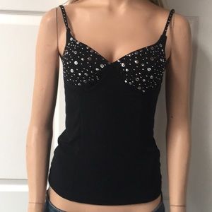 Cute Mandee's Black Sliver Studded Bustier Tank